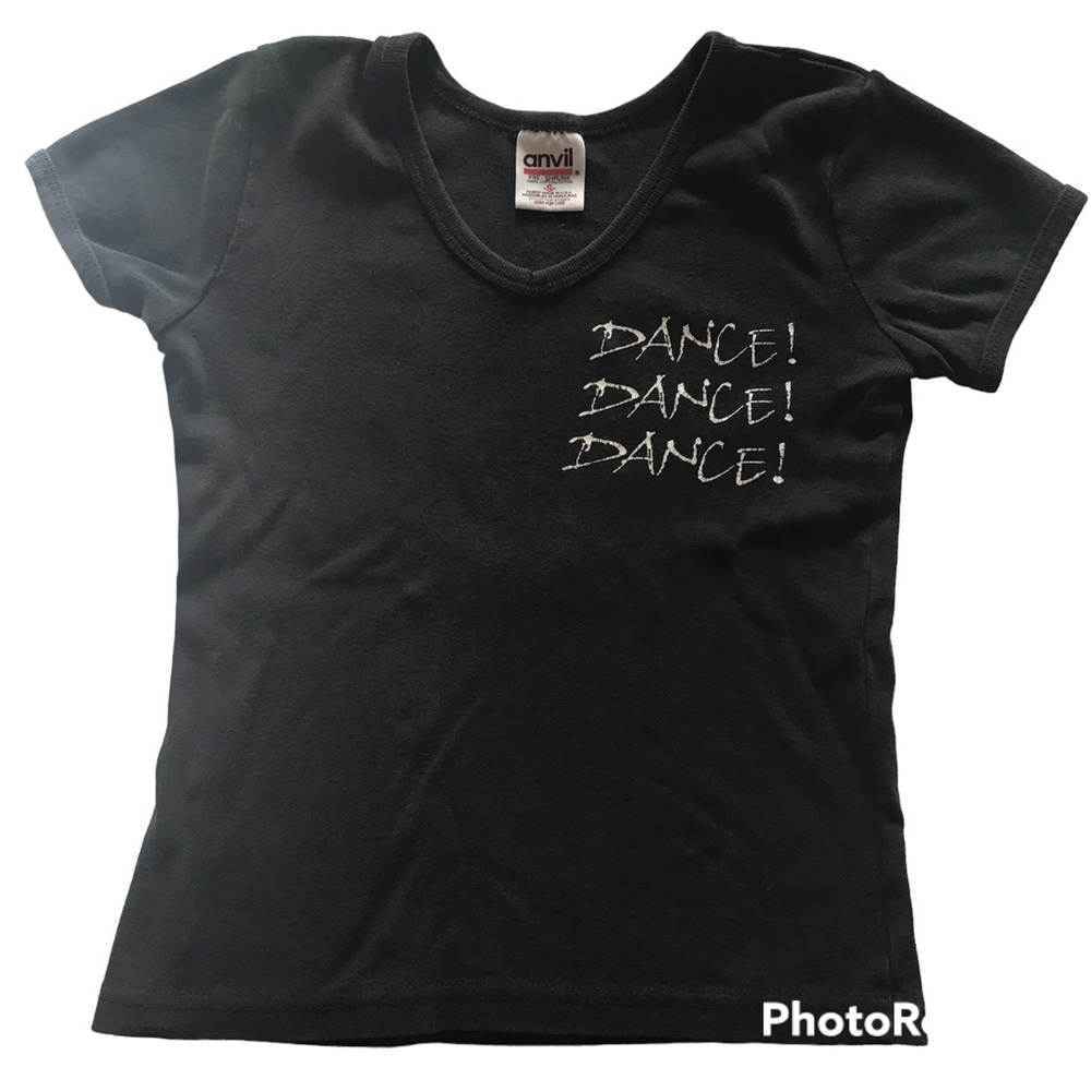Girl’s Black Cotton Anvil Dance Short Sleeve T Shirt Size S Dance, Dance, Dance